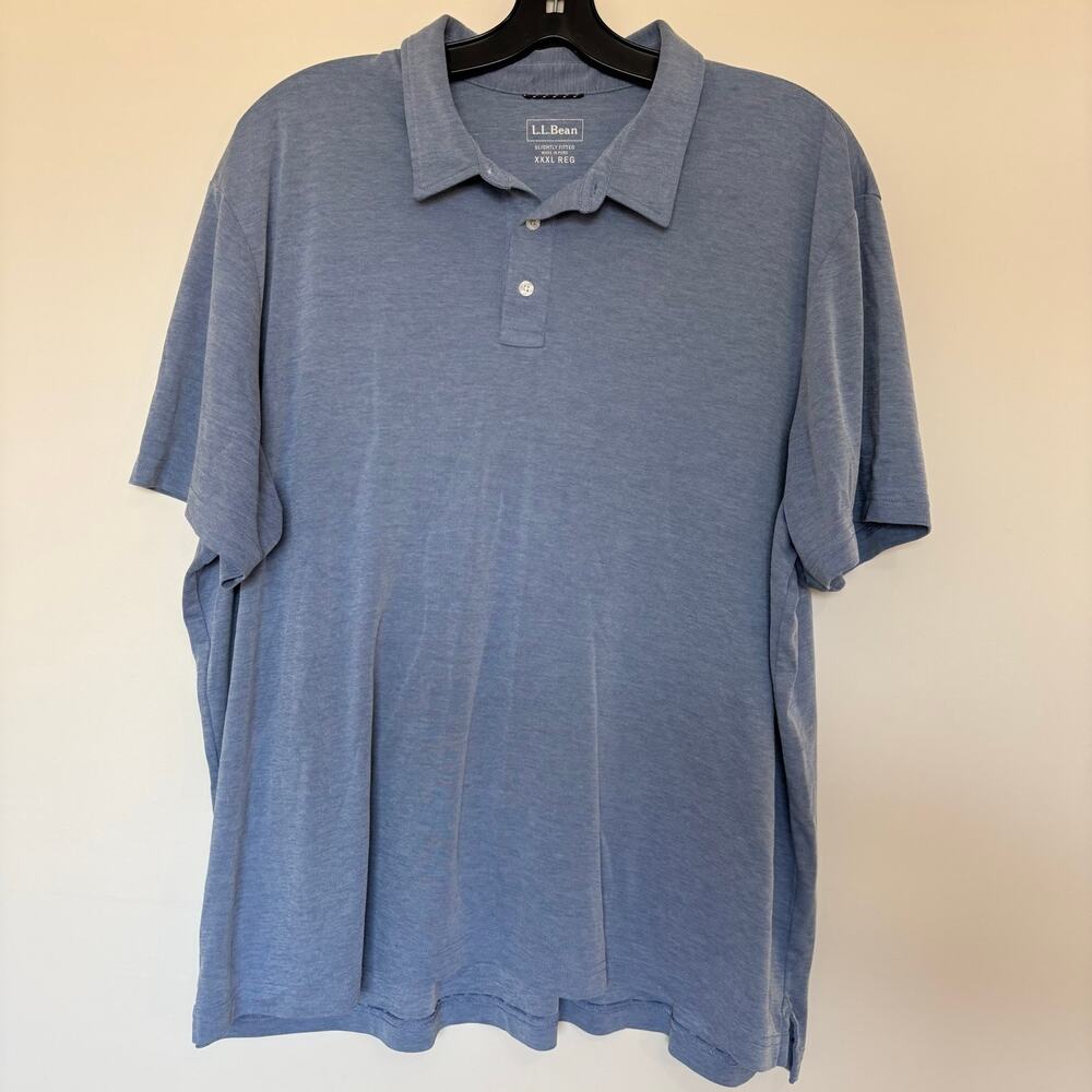 L.L.Bean Slightly Fitted Polo Shirt Men's XXXL Blue Short Sleeve Made in Peru